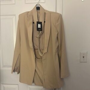 Elegant Cream Women's Blazer Romper
